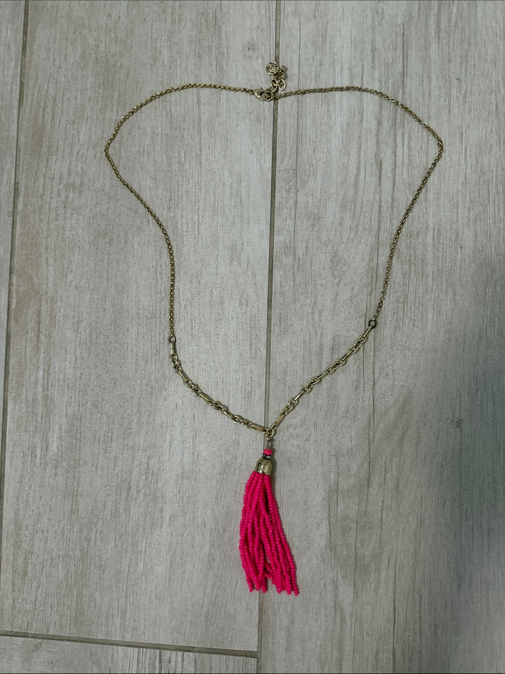 Lilly Pulitzer Gold-Tone Necklace with Bright Pink Beaded Tassel